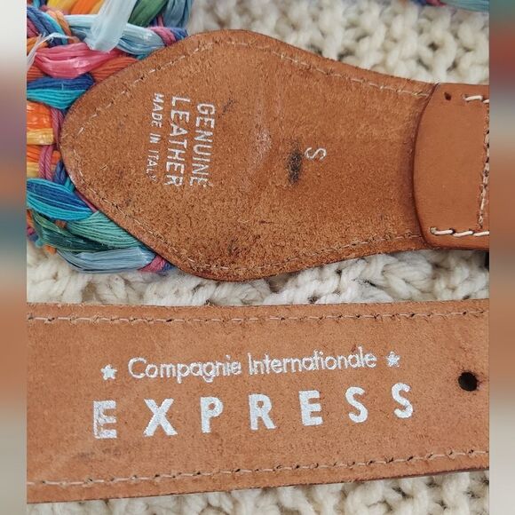 Vintage Express Braided Raffia Leather Belt Size S - Picture 10 of 10